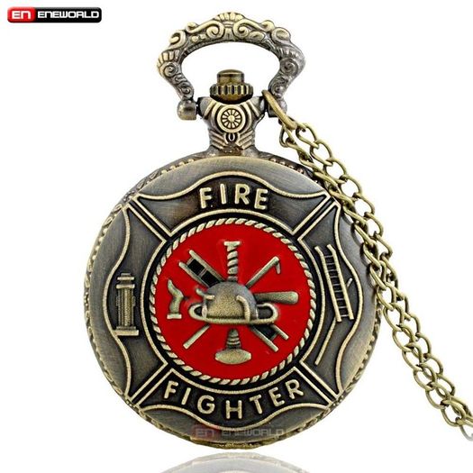 Vintage Style Firefighter Fire Fighter Pocket Watch