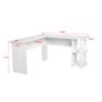 _Utility Wooden Office Computer Writing Desk Home Gaming PC Furnitur L-Shape Corner Study Computer Table With Book Shelf (white) Image 4