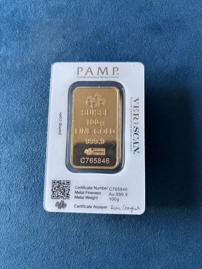 Gold Plated Pamp 100g Bar