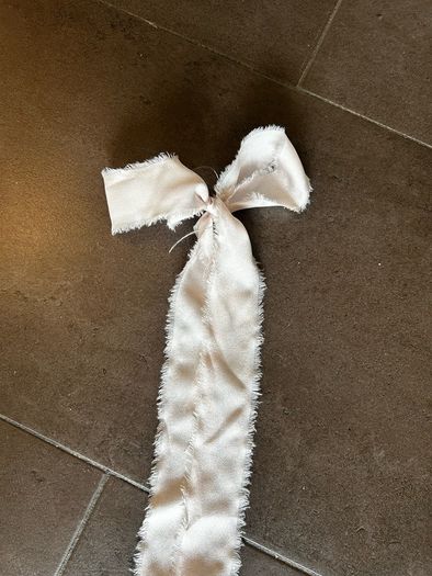Handmade ribbons/bows for wedding chairs/pews, very light pink (almost cream), total 16, LIGHTER COLOR THAN ONES IN LAST PHOTO (but same style and material used for both)