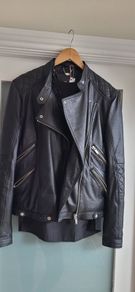 Nouhalia Club genuine leather black biker jacket Sz XL (Fit 12-14UK) - Bnwt Rrp 295