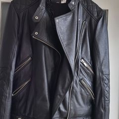 Nouhalia Club genuine leather black biker jacket Sz XL (Fit 12-14UK) - Bnwt Rrp 295