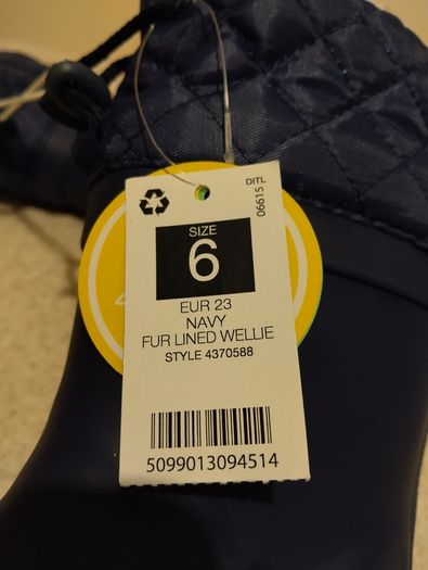 Navy Fur Lined Wellies, New With Tags