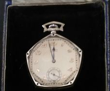 2 x Art Deco Gruen pentagon verithin pocket watches ,14kt reinforced with metal price 400.00