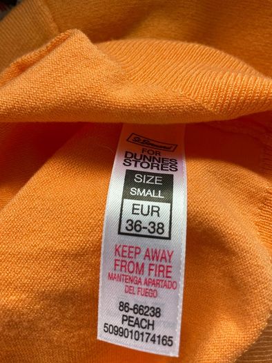 Dunnes peach short sleeve crew neck top size small New