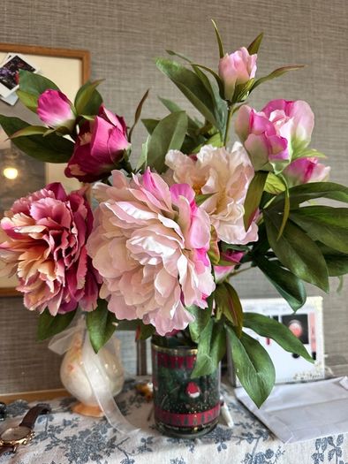 artificial flowers with vase from Dunnes
