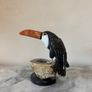 Hand-Carved Gemstone Toucan on Agate Geode Base Image 6