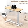 Overbed Bedside Table with Wheels 67-91cm Adjustable Height Laptop Side Table for Bed & Sofa,Hospital Bed End Table Large Standing Desk for Home Office Bedroom Living Room, White+Maple Image 3