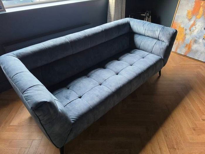 Navy 3 Person Velvet Sofa (Harvey Norman)