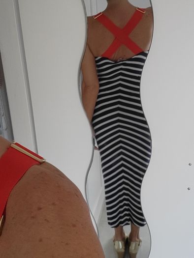 TED BAKER navy white striped red criss cross straps Sz 3 (Fit 10-12UK)