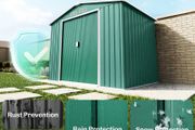 New 7ftx 4ft Lockable Garden Shed Large Patio Roofed Tool Metal Storage Building Foundation Sheds Box Outdoor Furniture,Green