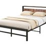 Double Bed Frame with Wood Storage Headboard Image 2