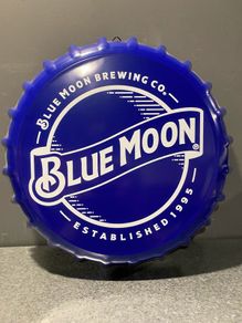 Blue Moon Bottle Cap wall display