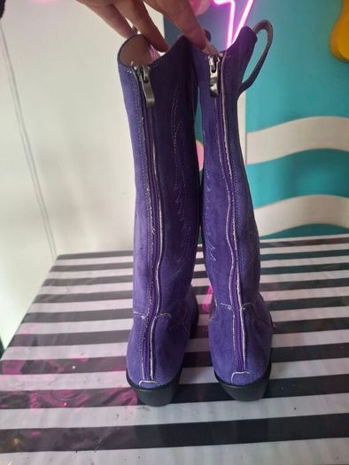 Purple suede cowboy boots