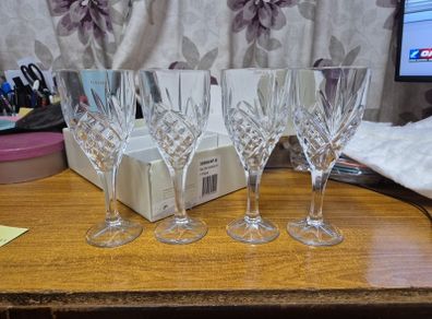 Galway Crystal Tralee Vintage Wine Goblets Set of 4