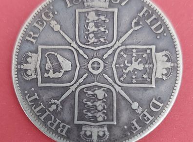 England  1887 Victoria Double Florin  Very Fine condition
