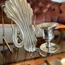 Antique Silver Colour Art Deco Style Retro Decor Scallop Shell Candle Sconce 1920s Image 4