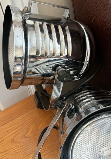 Pair of Vintage Industrial Chrome Spotlights