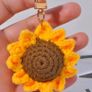 sunflower crocheted keychain Image 2