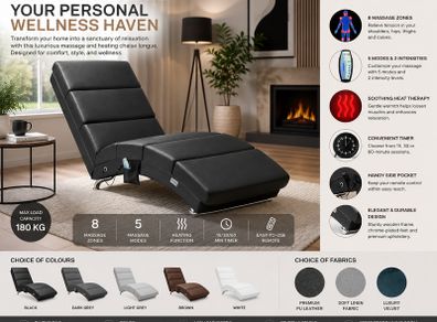 Heated Lounger with Massage Modes and Timer
