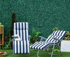 2Pc Folding Sun Loungers Set-Blue/White