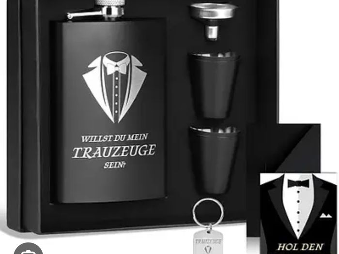 Groomsman Gift Set: Hip Flask, Cups & Funnel (Willst Du Mein Trauzeuge Sein?)