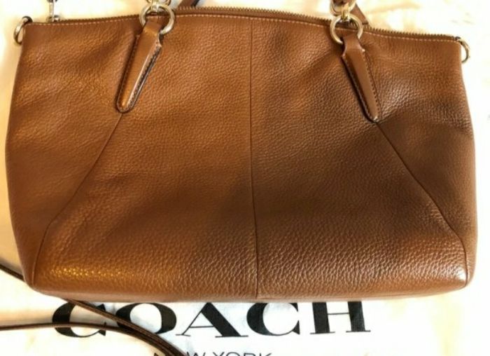 Coach Kelsie Satchel  in Pebble Leather Crossbody Bag Medium Size, colour caramel, cards, dust bag included.