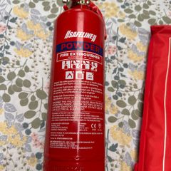 Fire extinguisher and blanket new. Receipt to prove