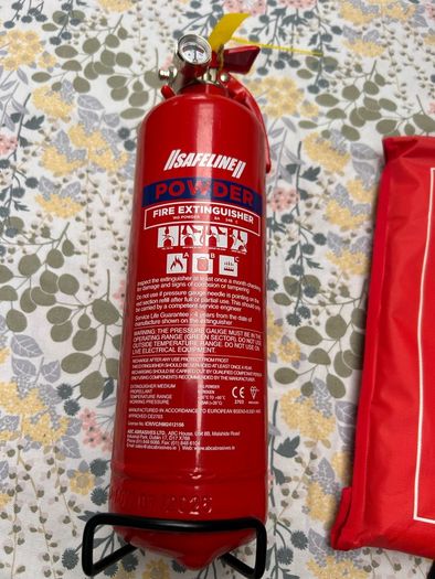 Fire extinguisher and blanket new. Receipt to prove