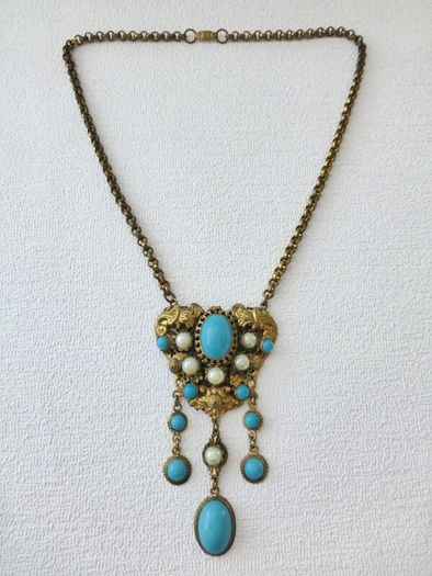 1930s Art Deco Vintage Victorian Art Nouveau Brass Necklace