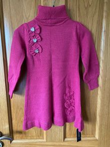 Girl's Roller Neck Pink Knitted Dress | Size 4 years Brand New