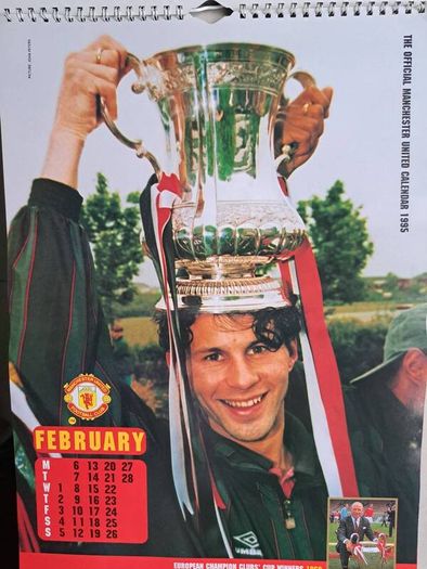 Man United 1995 Double Winners Official Collectors Calendar