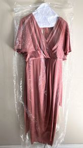 Forever New Satin Wrap Midi Dress Dusty Rose Pink UK 12 Wedding Occasion
