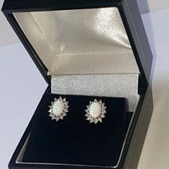 Vintage Hallmarked Silver Opal & Sapphire Clusters