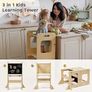 Learning Tower for Children, Foldable Montessori Learning Tower, 3 in 1 Learning Stool with Blackboard, Montessori Kitchen Helper Learning Tower from 18 Months (Wood) Image 6