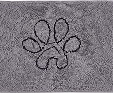 Durable Chenille Indoor Doormat Traps Mud and Water, Non Slip Low-Profile Rug for Muddy Shoes and Dog Paws, Machine Washable Doormat for Pet Entry, Back Door, Mud Room, 50 x 80 cm, Gray