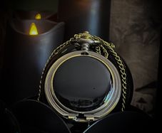 Spiritual Scrying Black Mirror Glass Pocket Watch Necklace Divination Alter All Seeing Realms Witchcraft