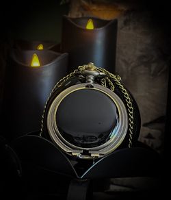 Spiritual Scrying Black Mirror Glass Pocket Watch Necklace Divination Alter All Seeing Realms Witchcraft