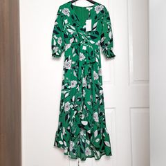 Marc Angelo Green Floral Midi Dress Summer 8UK/36EU