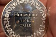 2.3oz RARE Modern medal 1976 HORSEMAN Greek 440 BC Greatest Masterpieces 65g 925 Silver art bar round C1896
