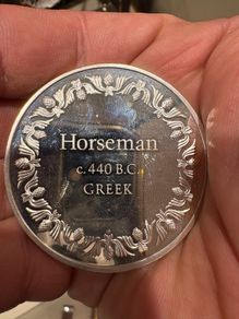 2.3oz RARE Modern medal 1976 HORSEMAN Greek 440 BC Greatest Masterpieces 65g 925 Silver art bar round C1896