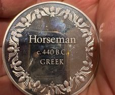 2.3oz RARE Modern medal 1976 HORSEMAN Greek 440 BC Greatest Masterpieces 65g 925 Silver art bar round C1896