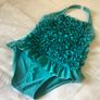 Stunning retro inspired flowery turquoise swimsuit Marks and Spencers 5 6 Image 2