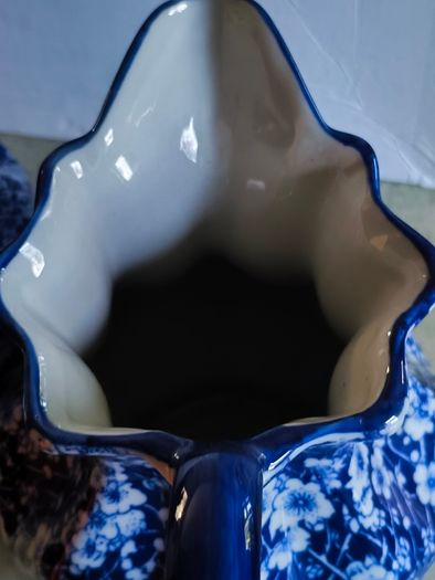 Set of 2 Victoria Ware Ironstone Pitcher, Calico Blue & White Floral flower transfer ware. each 80.00 Euro each or the set of 2 for  150.00 euro Made in England, in very good condition .