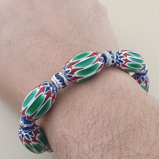 Vintage Venetian Style Chevron Beads Bracelet