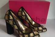 Le Babe Ladies Mirror Gold Heels Shoes Size UK3 EU36 New With Box CAN POST