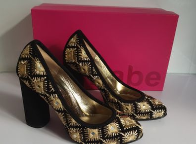 Le Babe Ladies Mirror Gold Heels Shoes Size UK3 EU36 New With Box CAN POST