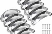 10 Pack Drawer Handles, Chrome Cabinet Handles, Iron Shell Pull Cupboard Door Handles, Cup Handles with Screws, Pull Knobs for Kitchen Cupboard,Wardrobe,Furniture,Dresser Drawer (MULTIPLE COLOURS)