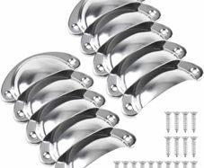 10 Pack Drawer Handles, Chrome Cabinet Handles, Iron Shell Pull Cupboard Door Handles, Cup Handles with Screws, Pull Knobs for Kitchen Cupboard,Wardrobe,Furniture,Dresser Drawer (MULTIPLE COLOURS)