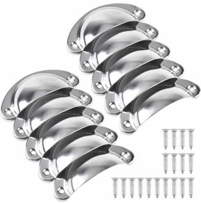 10 Pack Drawer Handles, Chrome Cabinet Handles, Iron Shell Pull Cupboard Door Handles, Cup Handles with Screws, Pull Knobs for Kitchen Cupboard,Wardrobe,Furniture,Dresser Drawer (MULTIPLE COLOURS)